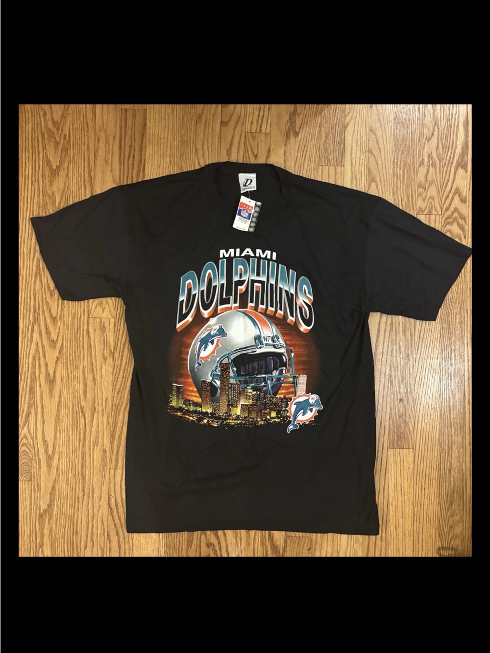 Miami Dolphins Shirt Black Vintage 90s Dynasty NFL Football Sports 2XL? NWT